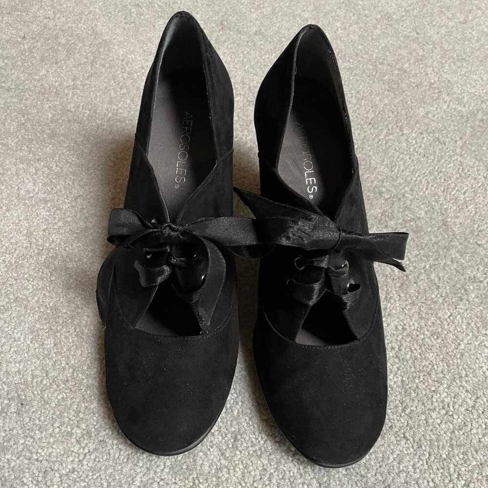 Aerosoles Black Ribbon Tie 3" Heels